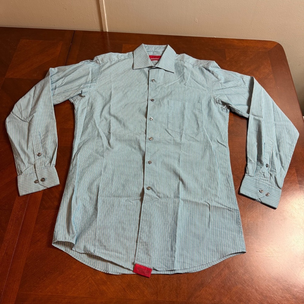Alfani Fitted Stretch long sleeve button-down Blue‎ dress shirt Men's size Med